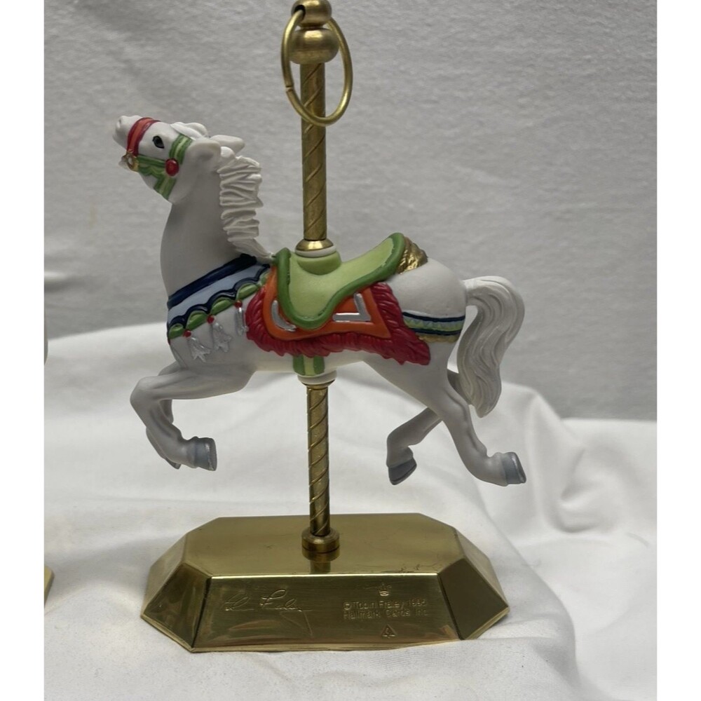 Lot 3 Hallmark Mini Carousel Christmas Horses Ornaments 1992 1993 1995 Christmas - Picture 11 of 13